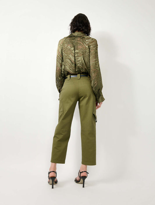 Pantalon cargo en gabardine de coton kaki