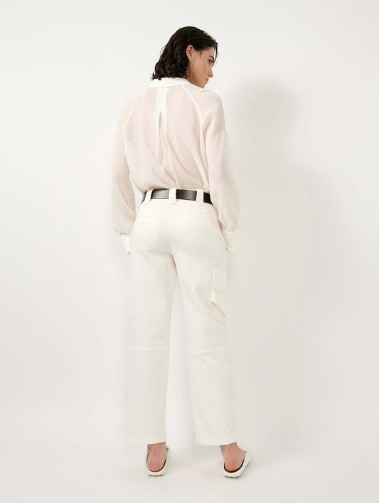 Pantalon cargo en gabardine de coton blanc