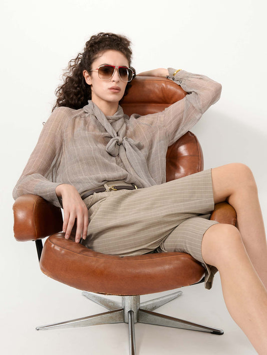 Sand tennis pinstripe Bermuda shorts