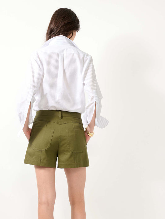 Short en gabardine de coton kaki