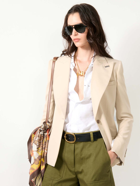 Short en gabardine de coton kaki