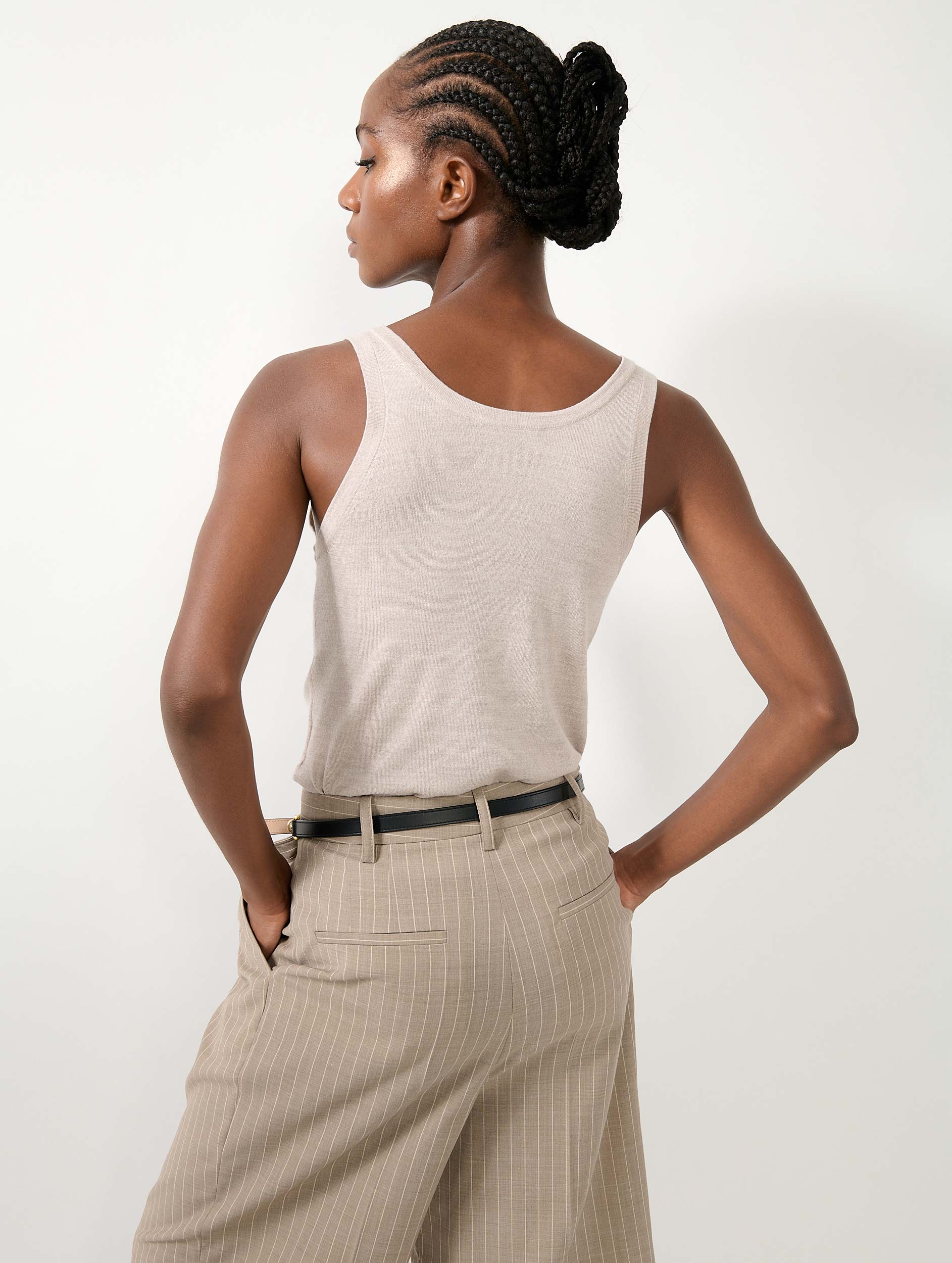 Women Ready-to-Wear | Sand extra-fine wool and silk tank top