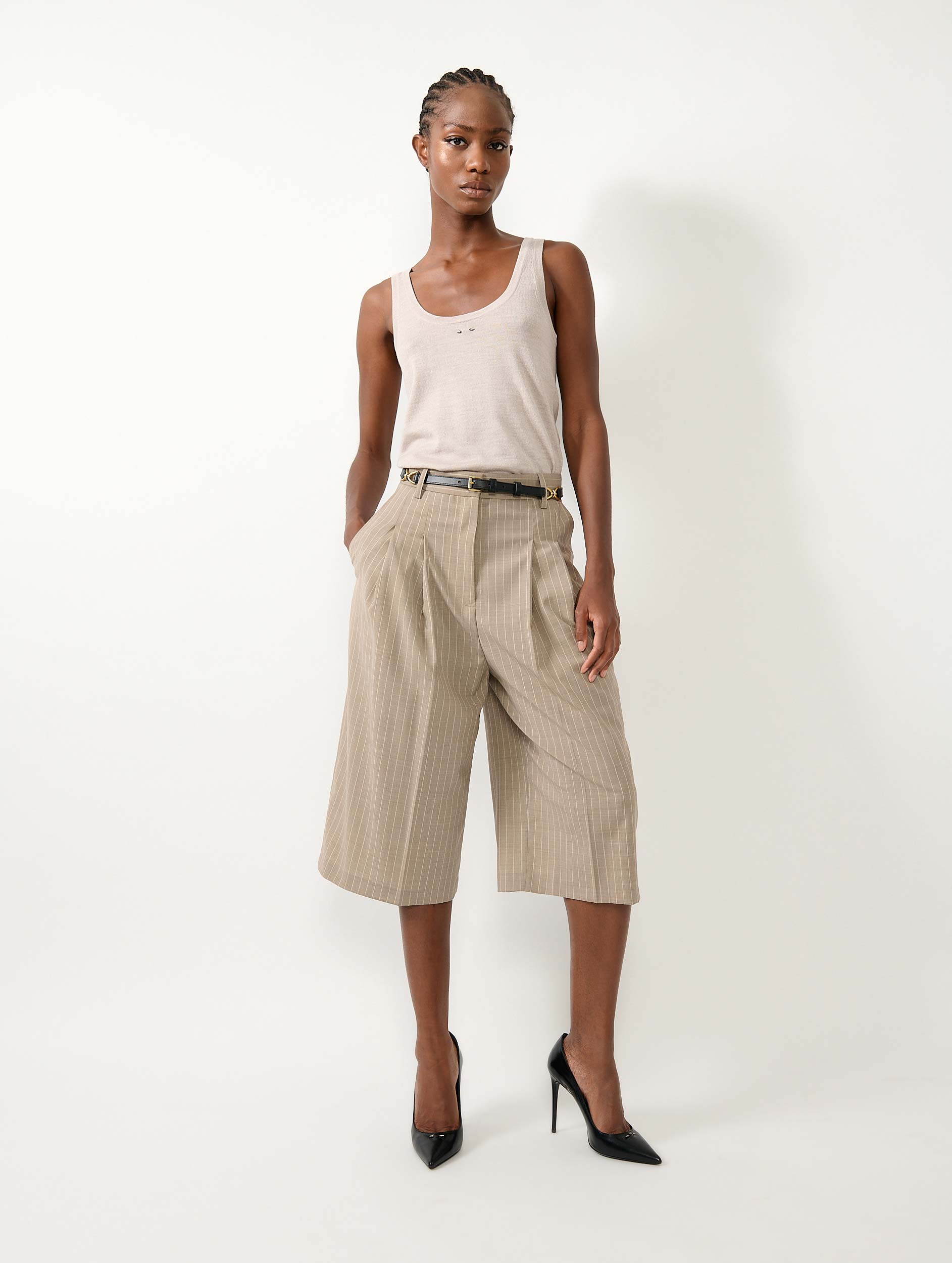 Women Ready-to-Wear | Sand extra-fine wool and silk tank top