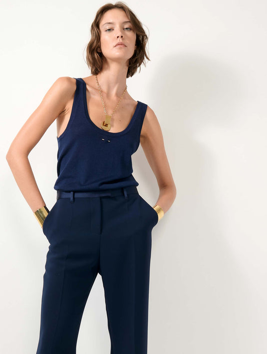 Débardeur en laine et soie extrafine navy