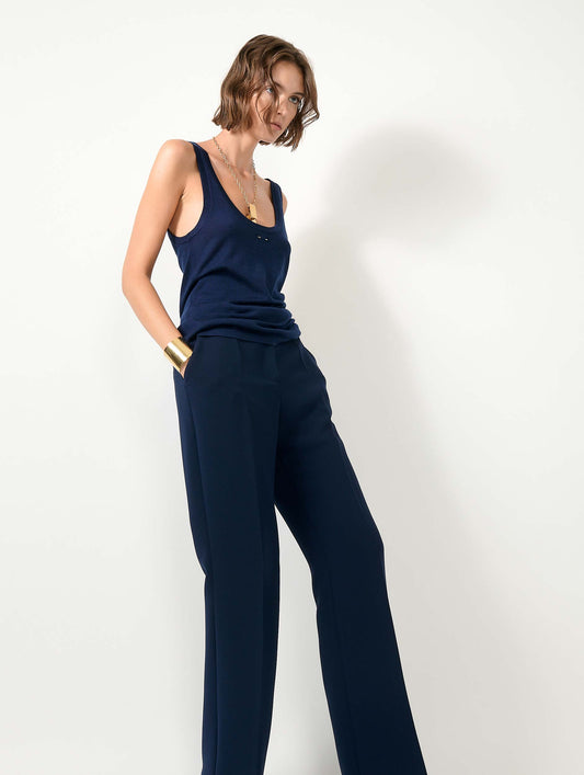 Débardeur en laine et soie extrafine navy