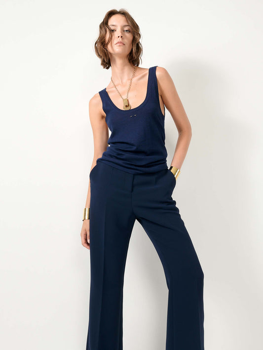Débardeur en laine et soie extrafine navy