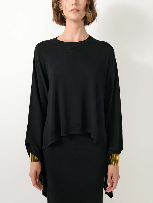Pull cape en maille noir