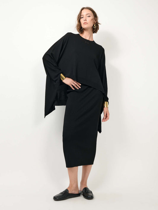 Pull cape en maille noir