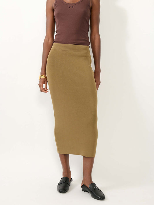 Ochre knit tube skirt