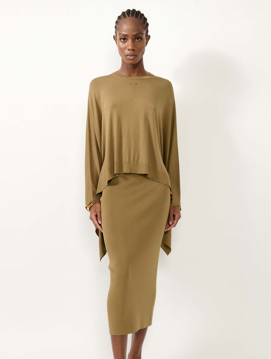 Ochre knit tube skirt