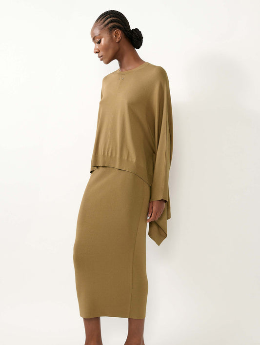 Ochre knit tube skirt