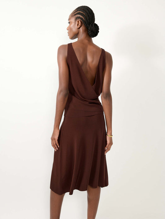 Top drappé en maille réversible chocolat