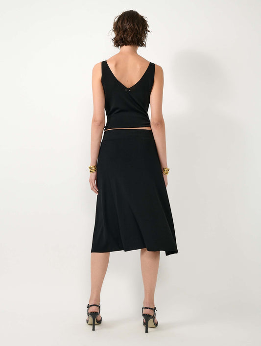 Jupe fendue en maille noire