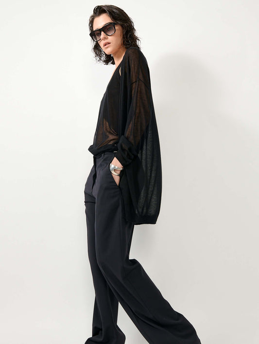 Cardigan long en maille extrafine noir