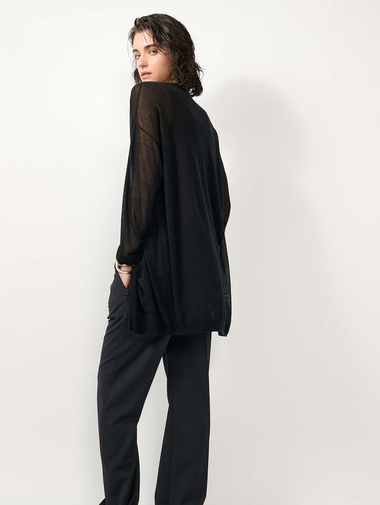 Cardigan long en maille extrafine noir