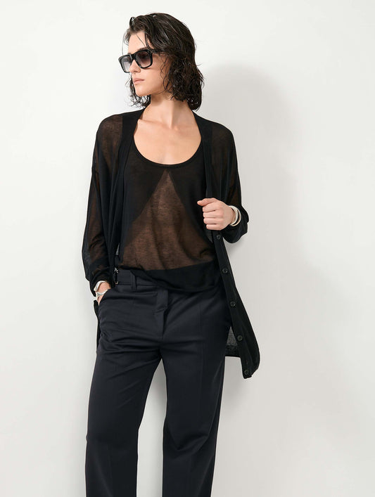 Cardigan long en maille extrafine noir