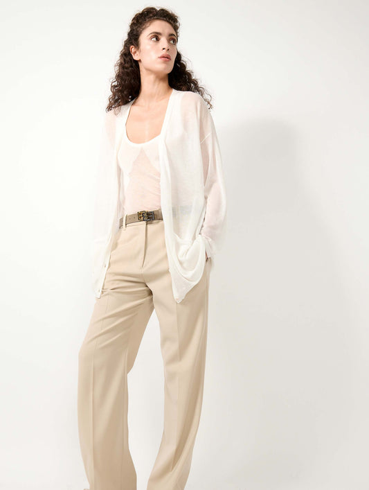 Cardigan long en maille extrafine blanc