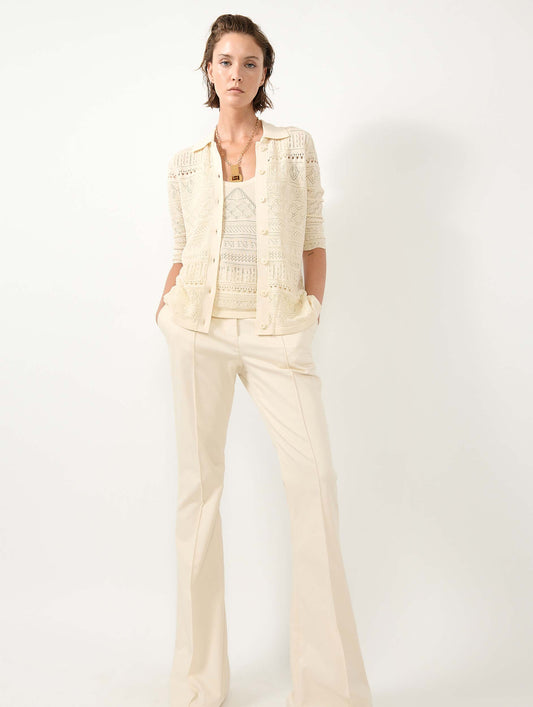 Cardigan en maille ajourée beige