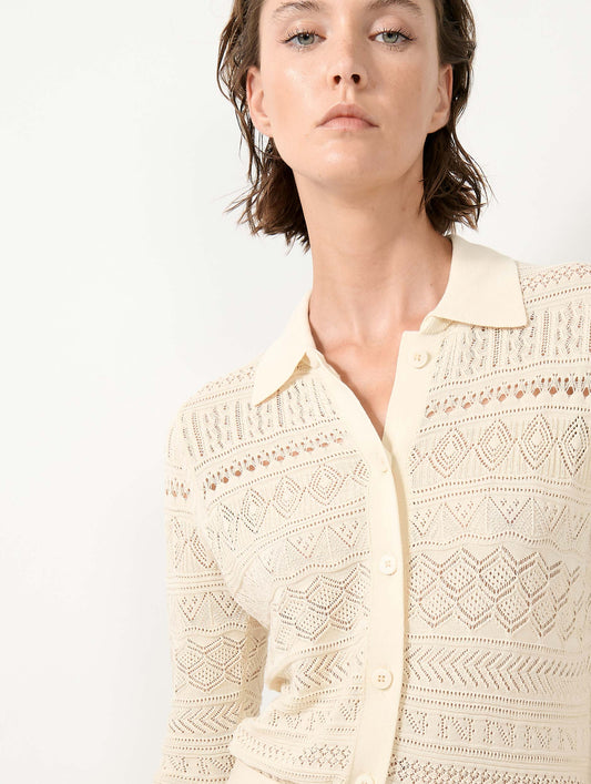 Cardigan en maille ajourée beige