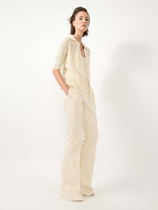 Cardigan en maille ajourée beige