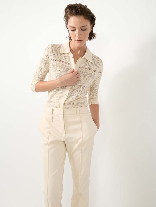 Cardigan en maille ajourée beige
