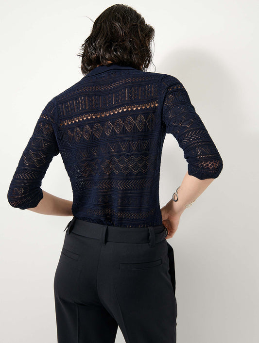 Cardigan en maille ajourée navy