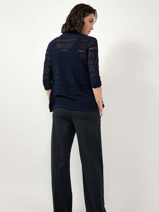 Cardigan en maille ajourée navy