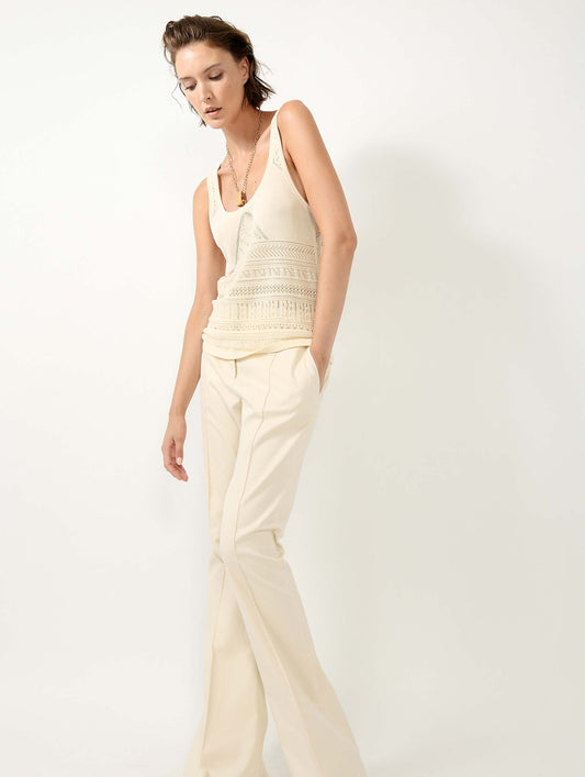 Débardeur en maille ajourée beige