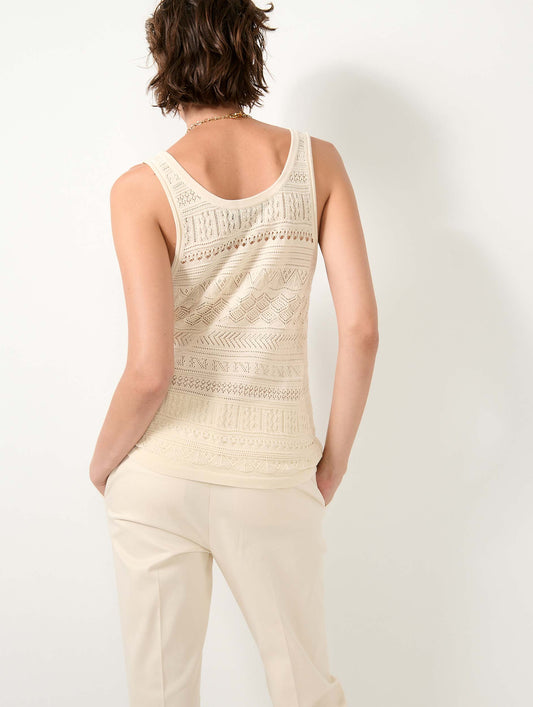 Débardeur en maille ajourée beige
