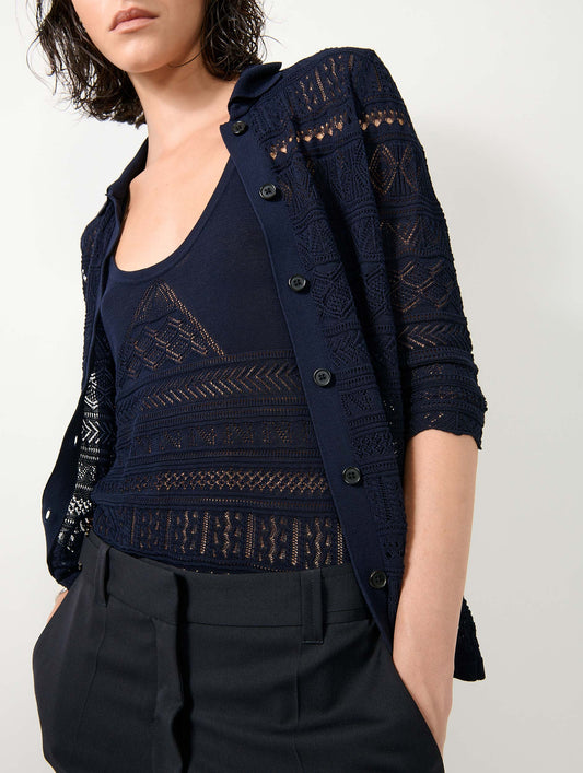 Débardeur en maille ajourée navy