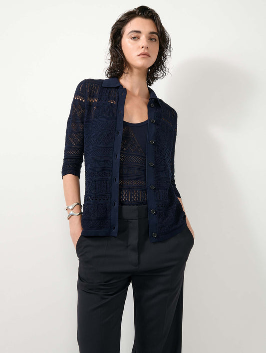 Débardeur en maille ajourée navy