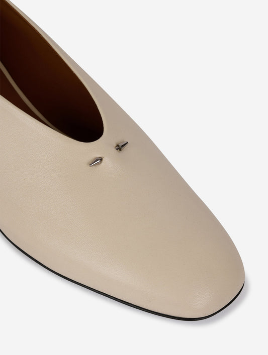 Ivory leather ankle-strap ballet flats