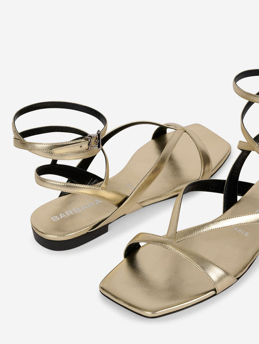 Gold leather strappy sandals