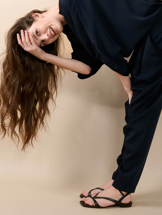 Sandales à fines brides en cuir noir