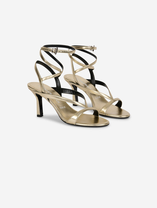 Gold leather strappy sandals