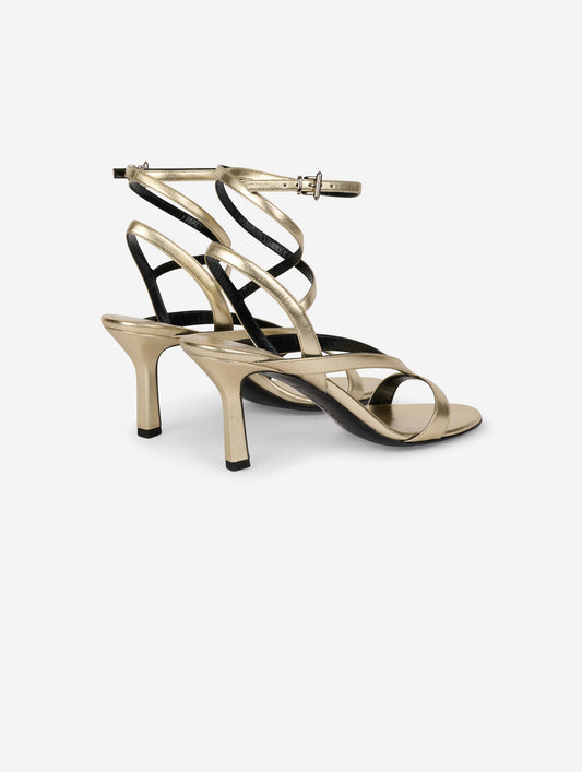 Gold leather strappy sandals