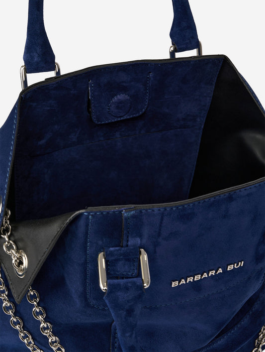 Sac "Chamallow" en daim bleu