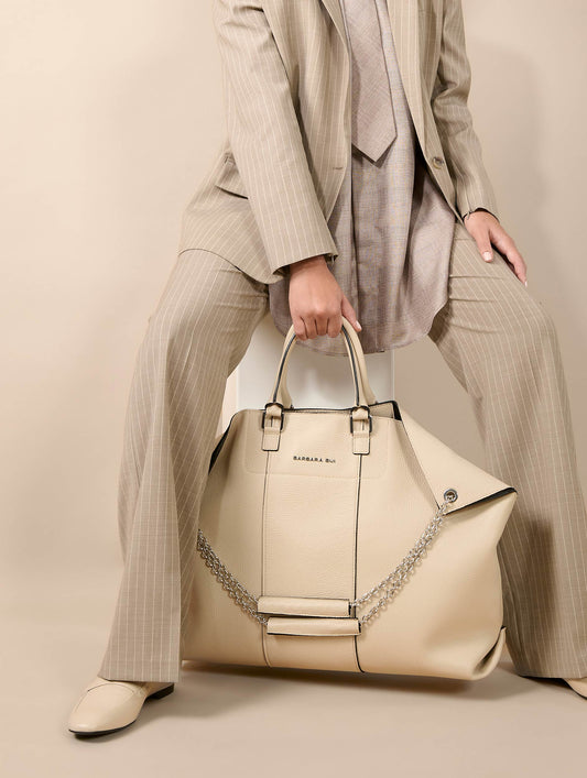Sac "Big Chamallow" en cuir écru