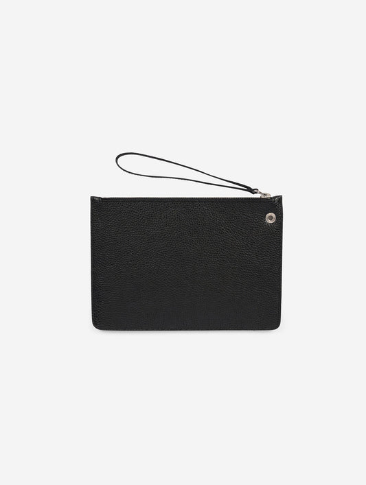 Black leather zip pouch