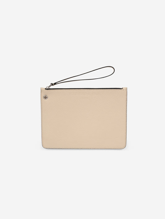Ivory leather zip pouch
