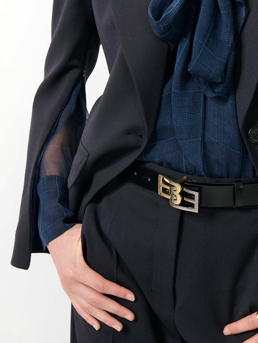 Ceinture logo en cuir noir