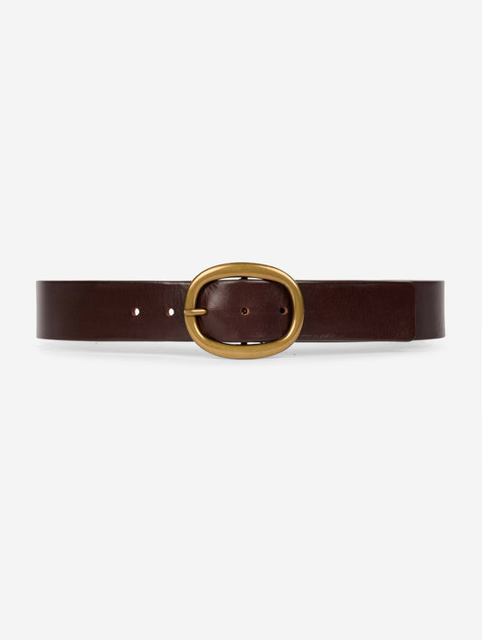 Coffee-brown leather belt