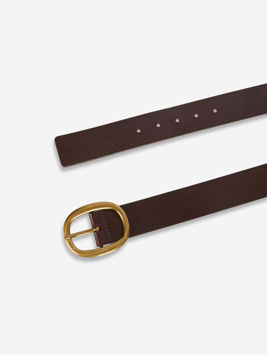 Coffee-brown leather belt