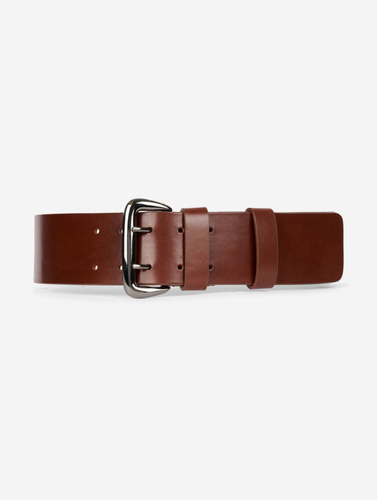 Chestnut-brown leather belt