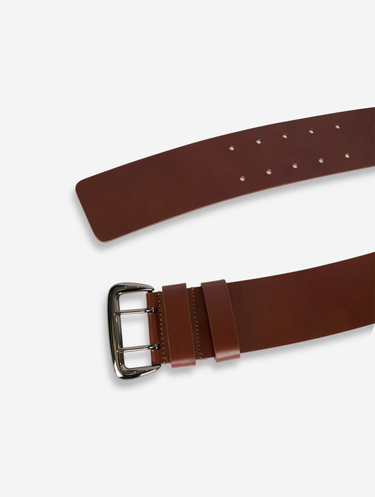 Chestnut-brown leather belt