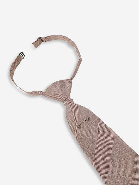 Cravate en twill de soie Prince de Galles sable