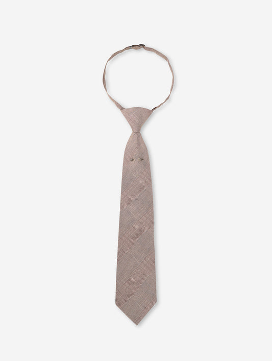 Sand Prince of Wales check silk twill tie