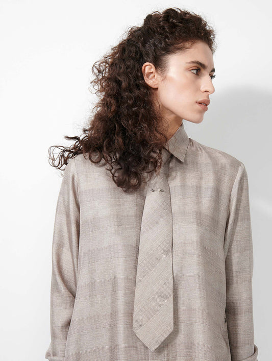 Cravate en twill de soie Prince de Galles sable