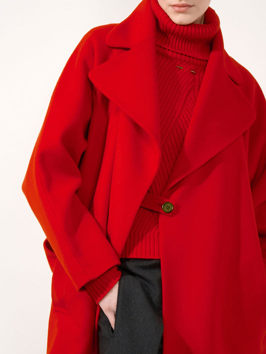 Manteau en laine cachemire double face vermillon