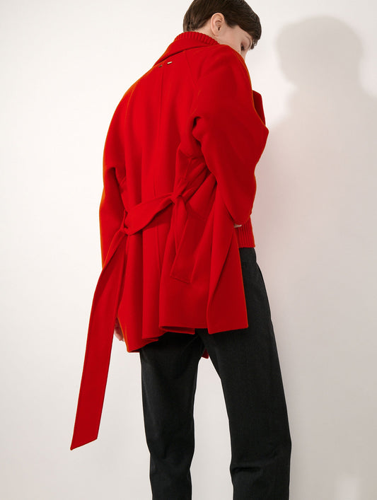 Manteau en laine cachemire double face vermillon